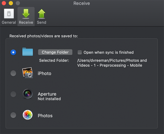 PhotoSync Companion Settings